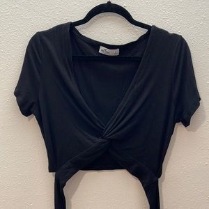 Black crop top with tie size large